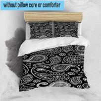 Black And White Paisley Pattern 3pcs Bedding,Including 1pc Duvet Cover And 2pcs Pillowcases Perfect for Christmas,Ideal for Bedroom, Dormitory 135cm*200cm