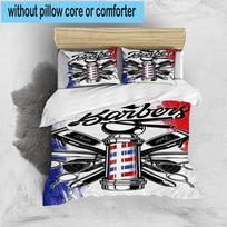 Barber Shop Pole Artwork 3pcs Bedding,Including 1pc Duvet Cover And 2pcs Pillowcases Perfect for Christmas,Ideal for Bedroom, Dormitory 135cm*200cm
