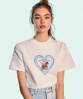 One Hundred Percent For Woman Ohpxharmonia Lace Rose Women Basic Short Sleeve Tee White/S(90)