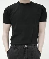 D Berg Double Neckline Stitch Slim Muscle Fit Short Sleeve T-Shirt [Black] Black/L