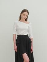 Non Search Asymmetrical Lace T-Shirt/White White