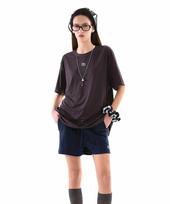 B-Flat Benetton Mini Bibi Mesh Cover-Up Oversized Short Sleeve T-Shirt (Dark Grey) Os