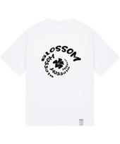 Graver [Unisex] Blossom Flower Tornado Short Sleeve T-Shirt_White White_Black Logo/S