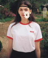 Mackie Patch Color Block Short Sleeve T-Shirt White-Red 2 Sizes