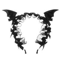 Punk Little Devil Headband Ruffle Lace Gothic Headpiece Dark Style Bat Hair Hoop  Witch Costume