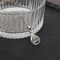 Crystal Allah Pendant Necklace Drop Shape Pendant Quran Necklace Islamic Necklace  Eid al-Fitr sidabras