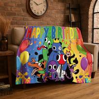 Game R-Rainbow Friends Cartoon Flannel Blanket Soft Warm Throw Blanket for Bedroom Living Room Bed Travel Camping Picnic Kid Size: 75*100cm, Weight: 230 GSM