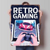 Retro Gaming With Car Race Tinplate Poster Customized Wall Art Vintage Retro Metal Signs for Bathroom Decor Room Decoration Home 20X30CM
