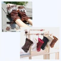 Selling Womens Real Rabbit Fur Hand Wrist Warmer Fingerless Gloves Winter Gloves Fashion Half Finger Gloves