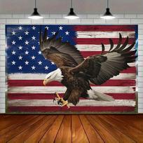 American Flag Bald Eagle Tapestry Independence Day Retro Background Cloth American Patriotic Theme Room Decoration 100X70CM white