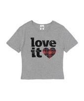 Cargo Bros For Woman Vintage Check Heart Short Sleeve T-Shirt (Gray) Free