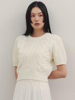 G And Gb Cable Short Sleeve Knit_White F