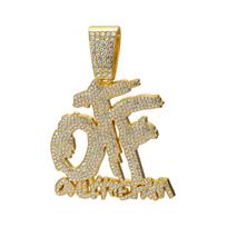 14K paauksuotas OTF šeimos pakabukas ant kaklo Ledinis Kubietiškos grandinės stiliaus Hip Hop Grafiti stiliaus Individualus pavadinimo/raidės pakabukas Cinko lydinys beige