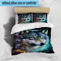 Wolf In The Garden 3pcs Bedding,Including 1pc Duvet Cover And 2pcs Pillowcases Perfect for Christmas,Ideal for Bedroom, Dormitory 135cm*200cm