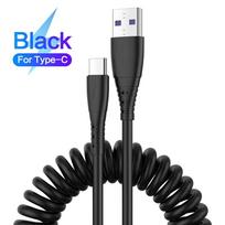 VAOLRO 3A greito įkrovimo spyruoklinis Chble įkrovimo laidas skirtas Micro Type-C Lightning greitai įkrauti USB duomenų laidą QC3.0 For Type-C juoda