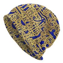 Senovės Egiptas Egipto Žieminės Šiltos Kepurės Beanie Hieroglifai Lapis Lazuli ir Auksinė Kepurė Šalmas Specialūs Kepurės Skullies One Size blue