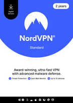 NordVPN Standard - 2 Year - 10 Devices (PC/MAC/Mobile) VPN & Cybersecurity Software Subscription Key GLOBAL