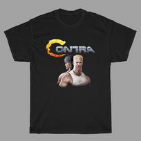 Contra Retro Video Game Logo Black Unisex T-Shirt S