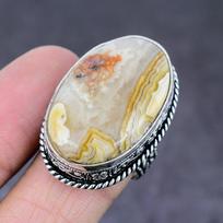Crazy Lace Agate Gemstone Handmade 925 Sterling Silver Gift Ring Size 8.5 t6T51