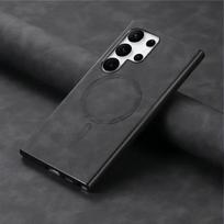 Dėklas, skirtas Samsung Galaxy S24 Ultra S23 Plus S23FE Magsafe Magnetinis prabangus paprastos odos belaidžio įkrovimo dėklas, skirtas Samsung S24+ Samsung S24 ultra juoda