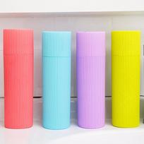 Portable Striped Toothbrush Holder Toothpaste Towel Box Travel Outdoor Hiking Camping Toothbrush Cup raudona