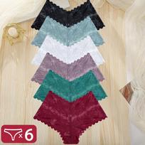 FINETOO 6Pcs Women Floral Lace Panties High Waist Brief Sexy Lingerie Panty Brazilian Underpants Femme Underwear Bikini Intimate S(P)&Set