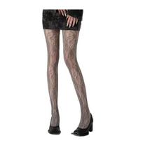 Women Pantyhose Hollow Out Vine Flower Pattern Ultra-thin See-through High Elasticity Anti-slip Solid Color Commute Dating Party Mini Skirt pilka