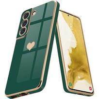 Silicone Case - Booling - for Samsung Galaxy S22 - Heart Pattern - Flexible - Anti-Scratch - Night Green žalia
