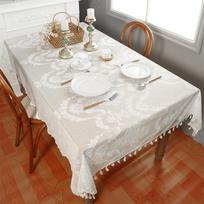 Small Fringed Lace Tablecloth Household Rectangular Dining Table Mat Coffee Table Decorative Tablecloth 140*100CM