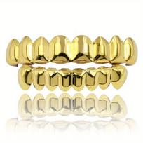 18K Gold Electroplated Hip-Hop Grillz: Upper & Lower 8 Teeth, European & American Style