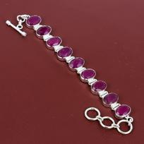 Faceted Kashmir Ruby Bracelet Original Gemstone Jewelry 925 Sterling Silver Bracelet Adjustable Chain Bracelet Gift For Mom Handmade Jewelry Adjustable