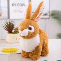 Kūrybingas simuliacinis zuikio pliušinis žaislas baltas zuikis lėlė skudurinė lėlė vaikiška lėlė žaidimų automatas šventinė dovana 25cm including ears (0.1kg) ruda