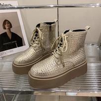 Fashion Luxury Crystal Platform Ankle Boots Flats Women Shoes Winter Sneakers 2025 Trend Designer New Chelsea Boots Elegant Botas Mujer 35 auksas