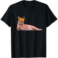 Big Floppa Crown Meme Caracal Cat T-Shirt for Men Women Girls Kids S juoda