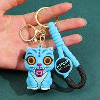 a KPOP Demon Hunters Keychain, Tiger Character PVC Figure Keychain, Cute Harajuku Style Key Ring for Kids & Fans Halloween 6 cm