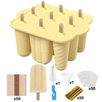 Silicone Popsicle Molds 9 Cavity Easy-Release Ice Cream Mold With Wooden Sticks Ice Pop Molds Homemade For home Ice Maker geltona