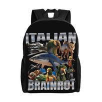 Italian Brainrot Characters Collage Casual Backpack Outdoor High School Business Funny Meme Daypack Men Women Laptop Canvas Bags