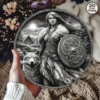 Medieval Norse Shield Wall Art Metal Decor 8 Inch Home Bar Man Cave Gothic Fantasy Rustic Hanging Plaque įvairiaspalvis