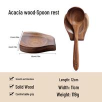 Acacia Wood Kitchenware Set: Wok Spatula, Soup Ladle, Teak Spoon Rest, Slotted & Salad Spoons.