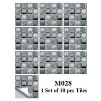 New 10Pcs Mosaic Tile Stickers Crystal Self-adhesive Kitchen Wall Stickers Living Room Bathroom Decoration PVC 10X10cmX10pcs