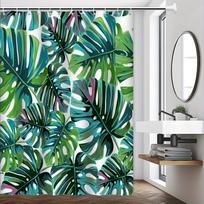 Tropical Monstera Shower Curtain - Vibrant Green Leaf & Exotic Plant Theme for Bathroom Decor, Adds Fresh and Lush Atmosphere W90XH180cm
