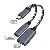 Type C OTG Cable Phone Adapter 2 in 1 USB C to USB A Adapter With PD Charging Port For Samsung Huawei Xiaomi Phone Laptop Tablet