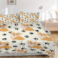 3pcs Corgi, Paw Prints Bedding Set, Suitable for Bedroom Decoration, (Includes 1 Duvet Cover And 2 Pillowcases, Quilt Not Included) yy250822174 135x200cm