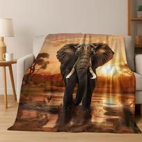 26 Style Wisdom Elephant Cartoon Flannel Blanket,Cozy Soft Throw Blanket for Home Bedroom Bed Sofa Picnic Office Cover Gift Kids 75x90cm
