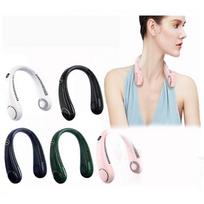 Mini Neck Fan Portable Hanging USB Rechargeable Air Cooler Bladeless Fan mėlyna