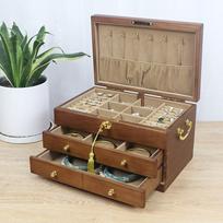 Retro Solid Wood Jewelry Box with Lock - European Korean Style for Wedding or Birthday Gifts