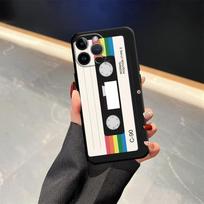 Retro Cassette Tape Case for iPhone XS Max 7 8 13 12 11 17 Pro Max 15 16 14 Plus 17Air XR Black Soft Phone Cover iPhone 7 Plus