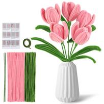 1Set Tulip Pipe Cleaners Craft Supplies with Wrapping Paper for Birthday Creative DIY Home Decoration