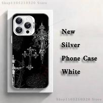 Gothic cross symbol Phone Case For iPhone 17,16,15,14,13,12,11,Pro,XS,Max,Plus,Mini,SE4,E white Matte Shockproof Cover iPhone12mini