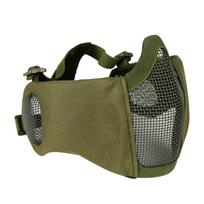 Tactical Airsoft Mask Half Face Paintball Shooting CS Foldable Steel Mesh Mask With Ear Protection Militar Hunting Cosplay Mask žalia